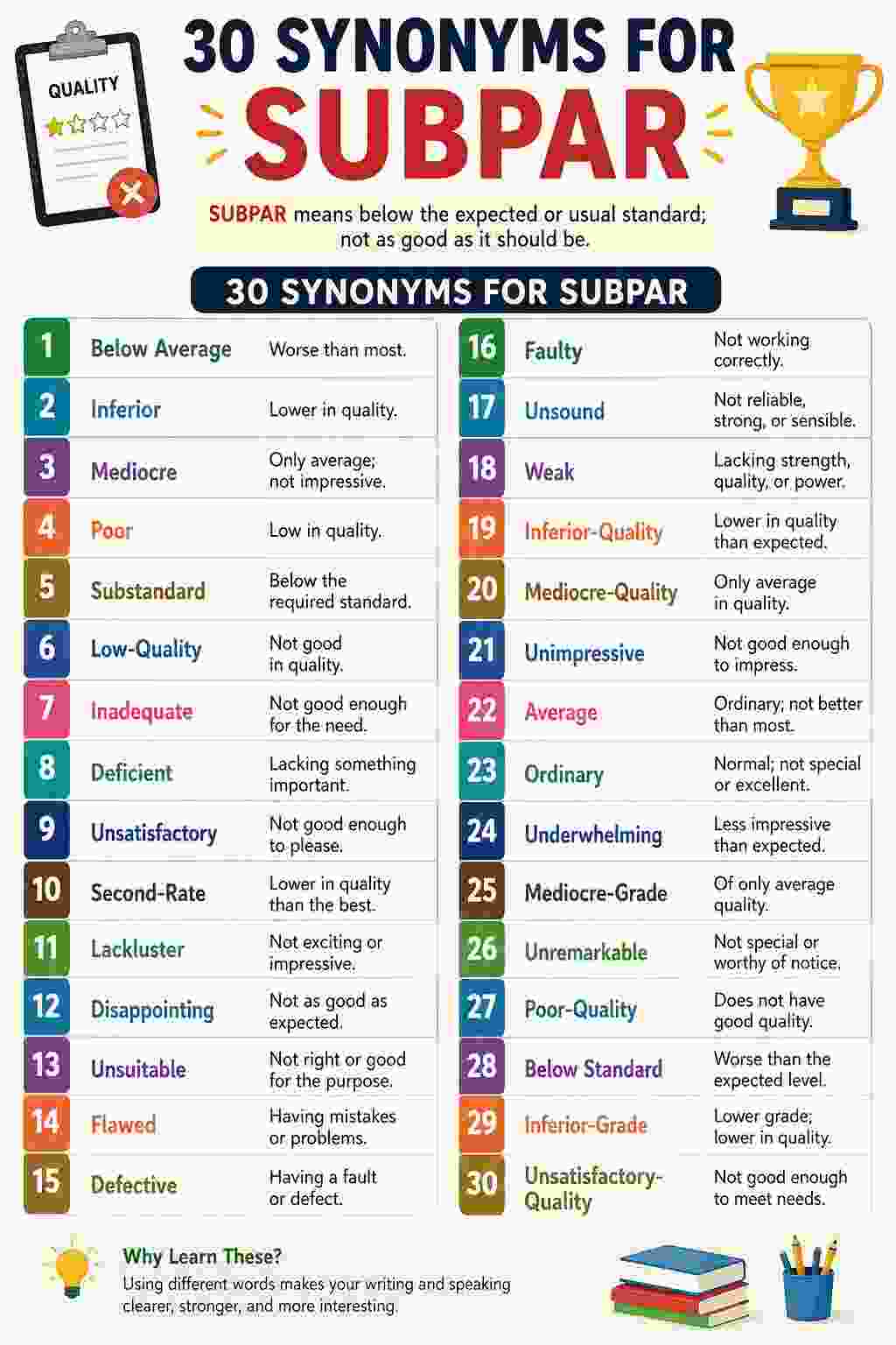 synonyms for subpar